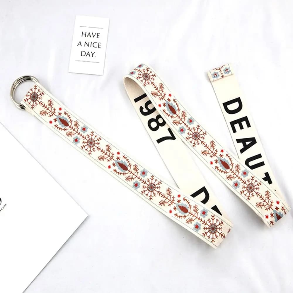 Fashion Versatile Trend Weave Waist Band Canvas Strap Nylon Braided Belt Double Ring Buckle Waistband