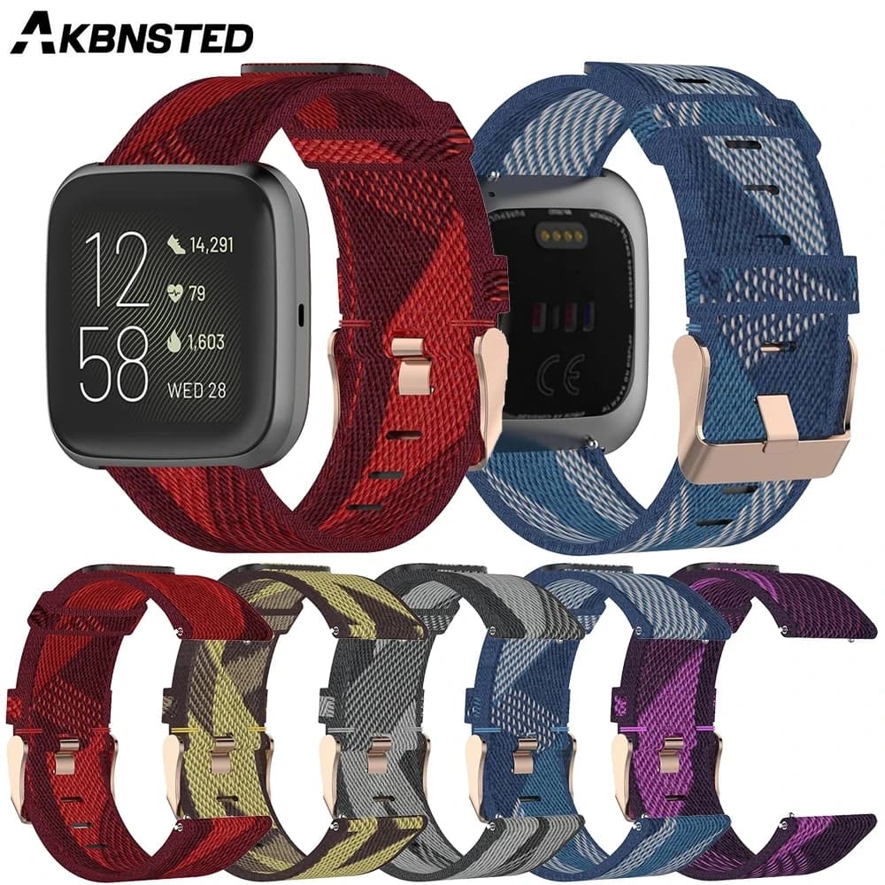 AKBNSTED 22MM cinturino per orologio in tela di nylon mimetico per Fitbit Versa/Versa 2/Versa Lite/Blaze Smart Watch accessori per braccialetti