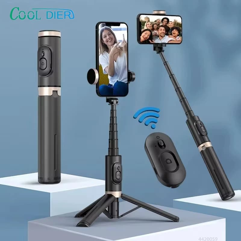 COOL DIER 2024 NUOVO Bluetooth Selfie Stick Treppiede wireless pieghevole con otturatore Bluetooth Monopiede Fotografia dal vivo per Smartphone