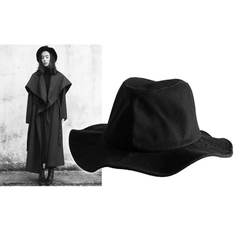 Large Brim Sun Hat for Big Head, Breathable Black Summer Hat