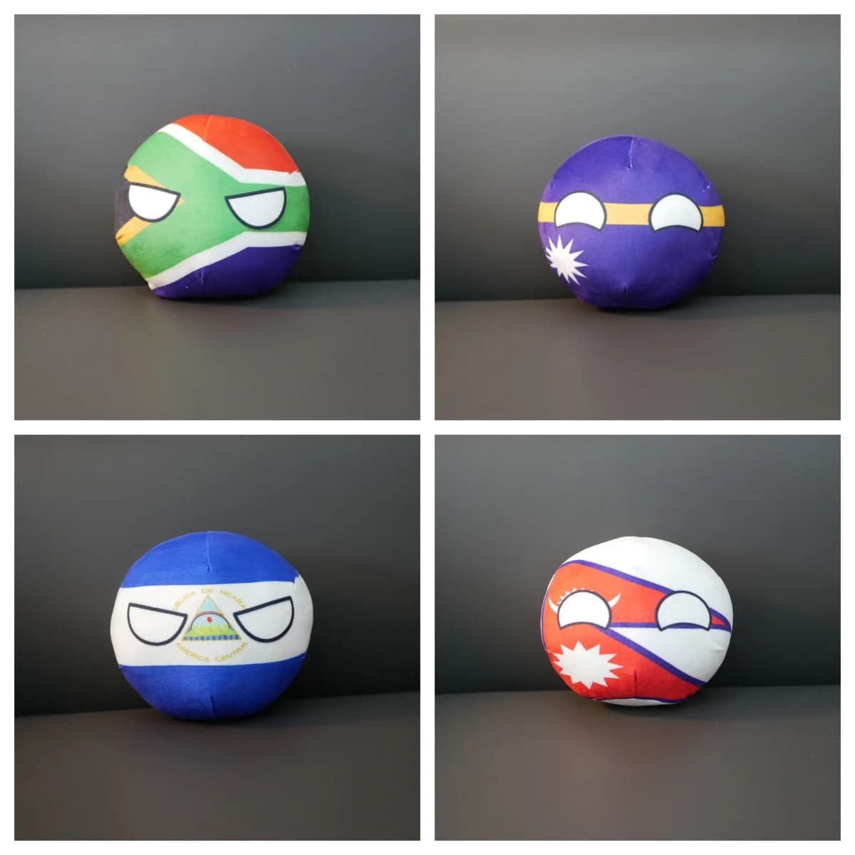 Peluche Countryball 8/20cm: Islanda, Polonia, Nauru, Sudafrica, Nepal, Nicaragua - Ciondolo Giocattolo Regalo