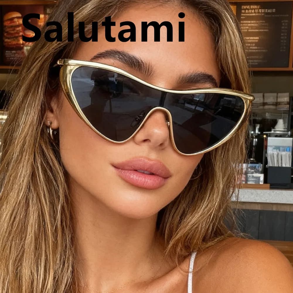 Occhiali da sole in lega Y2K da uomo vintage in un pezzo punk occhiali da sole da donna nuovo marchio di moda sfumato cat eye shade guida uv400 all'aperto