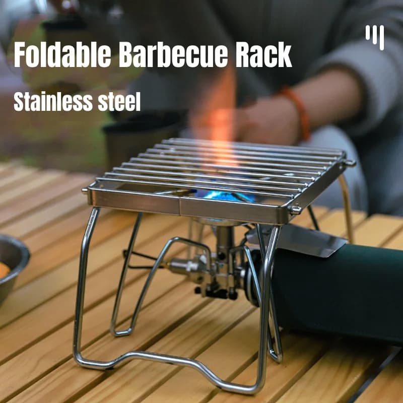 Supporto per griglia da campeggio pieghevole multifunzione Turismo Griglia da campeggio portatile Griglia per pentole da esterno Griglia per barbecue Staffa per fornello a gas a legna