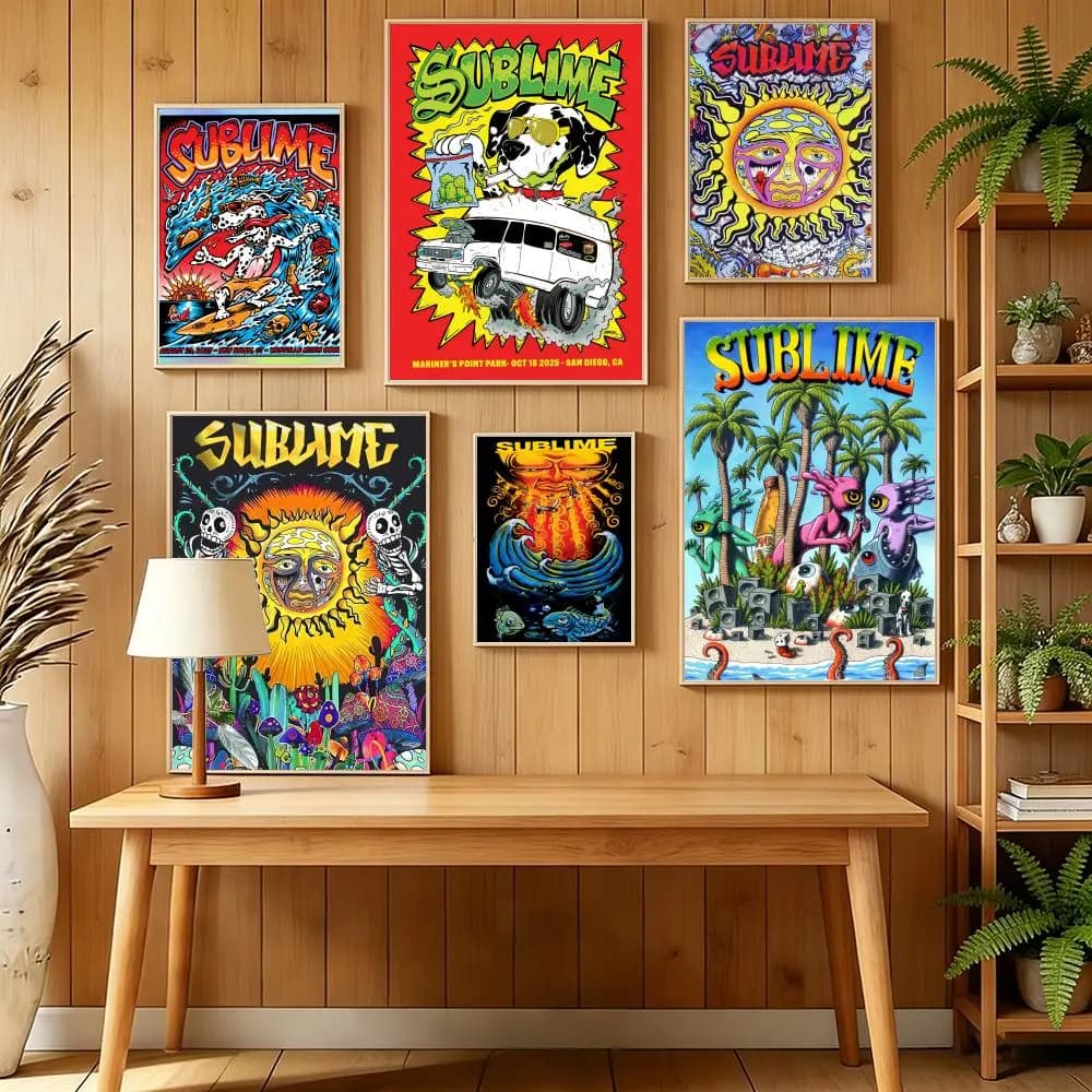 Classic Ska Punk Band S-Sublime Poster HD Self Adhesive Wall Mural Stickers Decals for Bedroom Living Room Home Decor Gift
