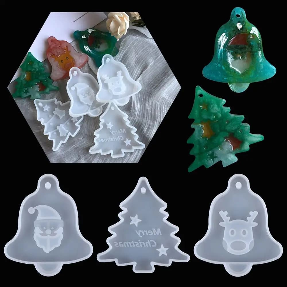 Etichette pendenti con fiocco di neve Stampi in resina epossidica per albero di Natale Stampo in silicone Stampo in resina di cristallo Ornamento di Natale