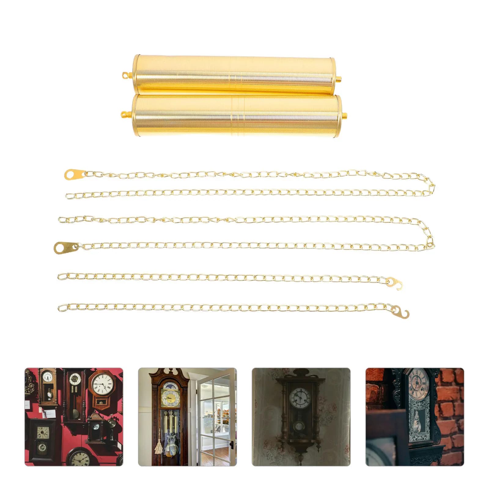 Set di Pendoli in Metallo Traforato con Design Floreale, Superficie Lucida, Accessorio per Orologi da Parete Tradizionali
