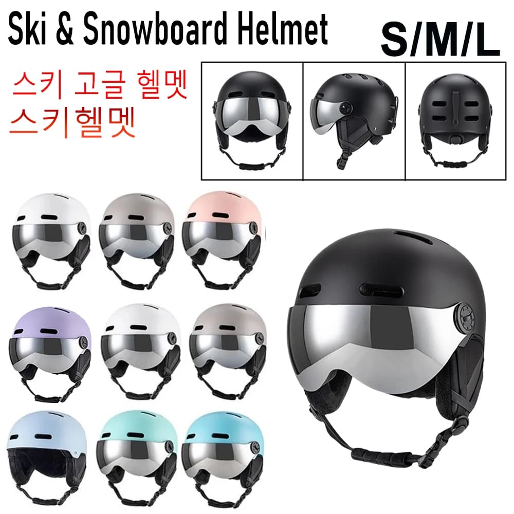 Casco da Sci per Sport Invernali, Casco di Sicurezza ABS+EPS per Sci, Snowboard e Skateboard con Occhiali e Protezione per le Orecchie