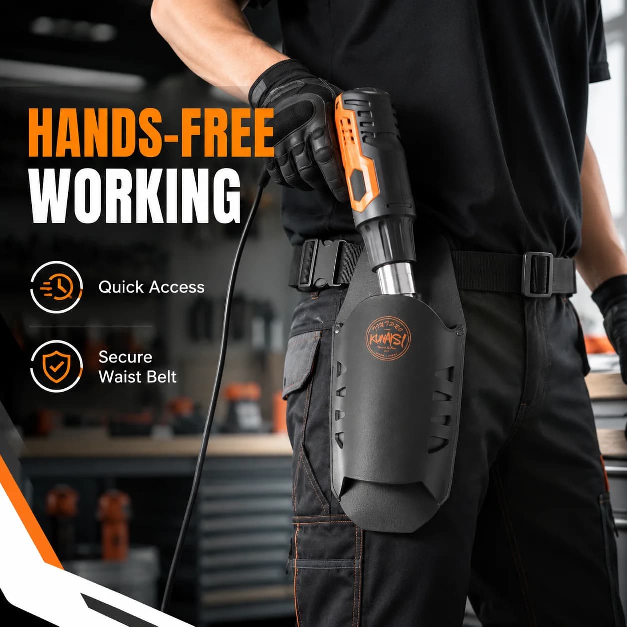 KUNAISIFaux Leather Heat Gun Carry Bag With Strap Insulated Scratch Resistant Storage Case For Car Vinyl Wrap Installation Tools