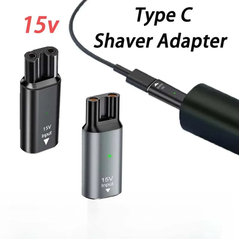 15V HQ8505 Type-C Shaver Adapter Charging Converter for Philips OneBlade QP6510 QP6520 QP6530 Electric Beard Trimmer