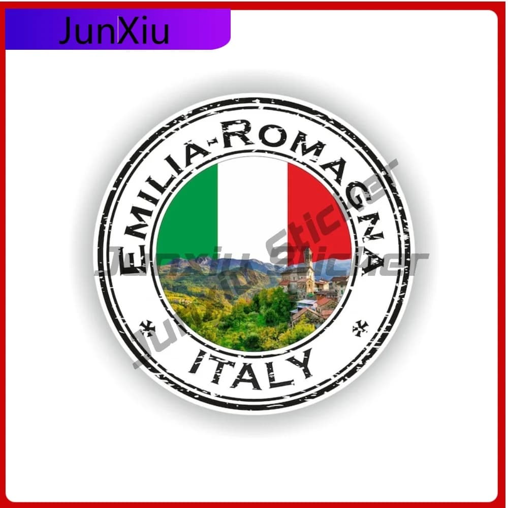 Emilia Romagna Italy Italia Seal Sticker Round Flag Vinyl Decal Waterproof Exterior Decoration for SUV Window Motorcycle