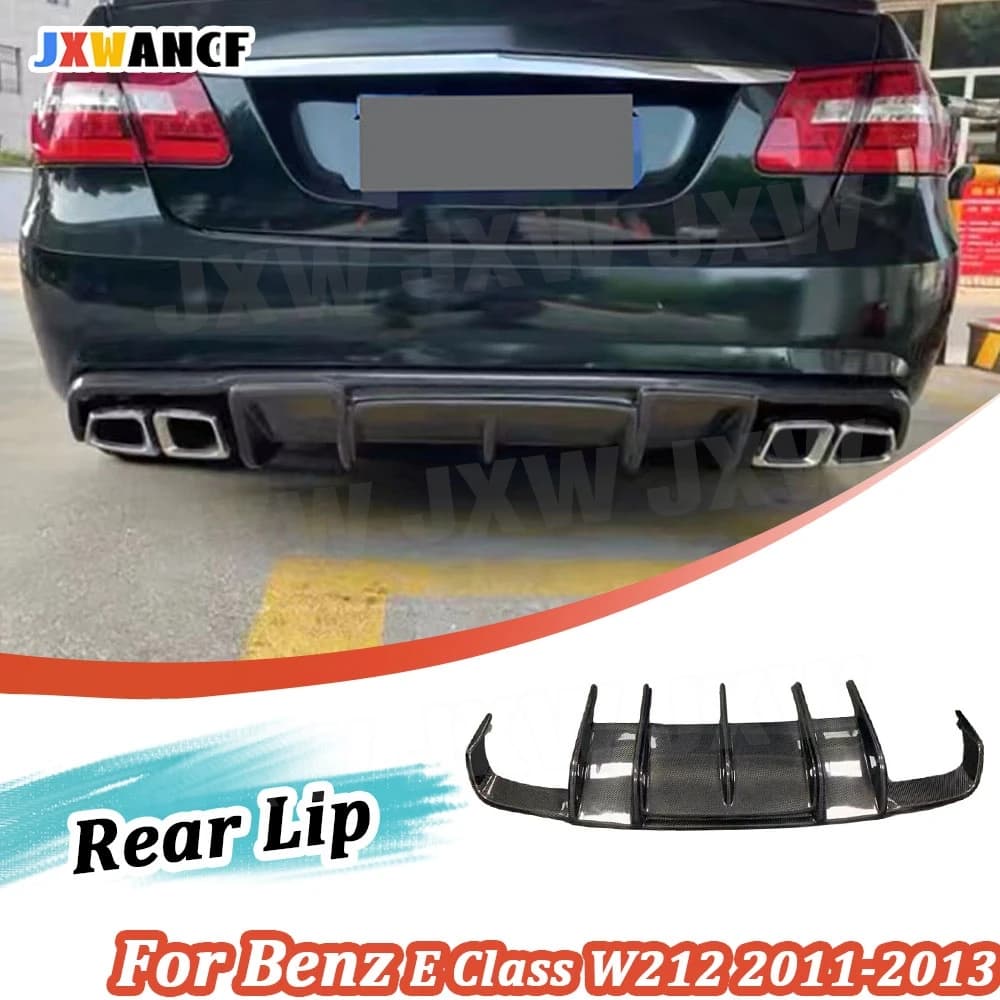 JXWANCF Per Benz Classe E W212 E400 E500 E63 AMG 4 Porte Sport 2011-2013 Paraurti Posteriore Lip Diffusore Spoiler In Fibra di Carbonio FRP