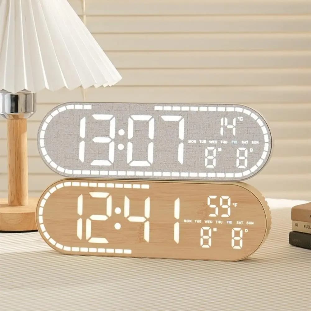 Digital USB Wall Clock for Bedroom Display Temperature, Date, Calendar, Adjustable Timer, Size 12/24 Hours