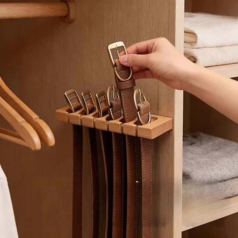 Door Wall Belts in Legno Massello Senza Foratura, Gancio Appendi Cinture da Porta, Porta Sciarpe e Cravatte, Organizer for Entrance and Home