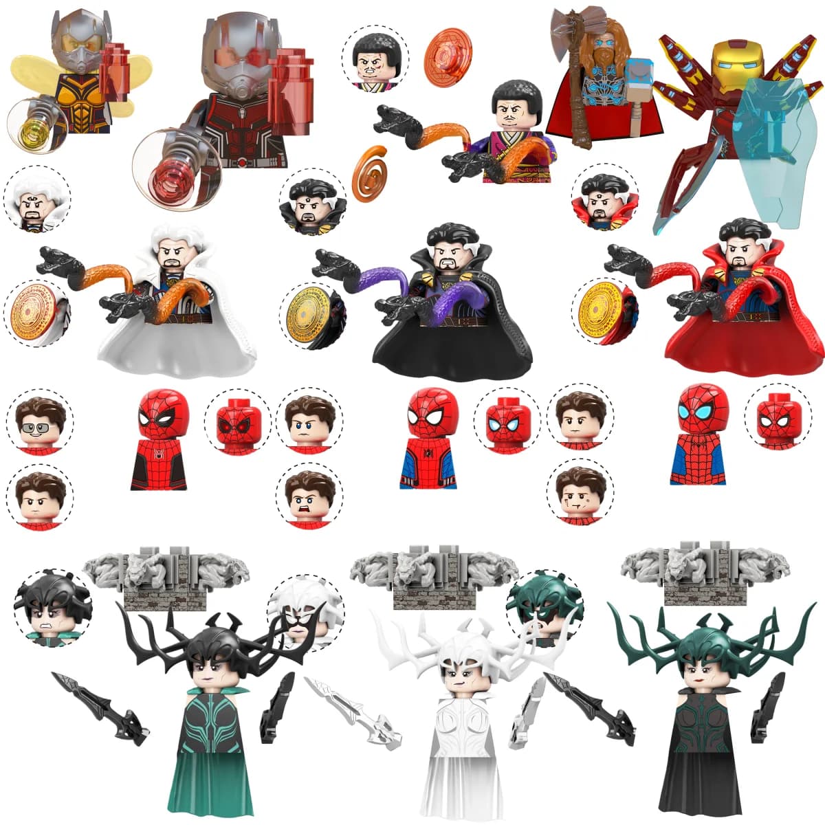 Blind Box Mini Building Blocks TV6209 Big Figure Goblin Spiderman Iron Man Venom Captain Hawk Deadpool Wardrobe Christmas Gift Toy