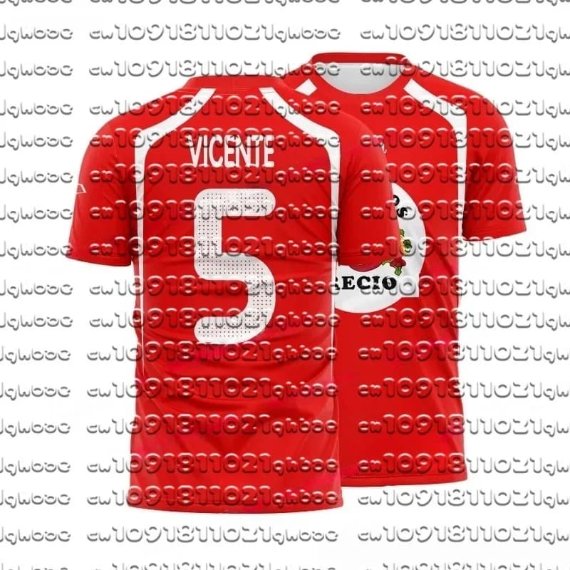 Maglia da Calcio Uomo/Ragazzo Traspirante Rossa 2026 - Edizione Speciale Gamberetti e Frutti di Mare - Regalo per Adulti - M-Mariscos R-Reci