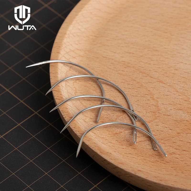 WUTA 10 pezzi aghi curvi pratici tipo C occhi grandi riparazione materasso aghi per cucire a mano per quilting a mano ago per tessitura