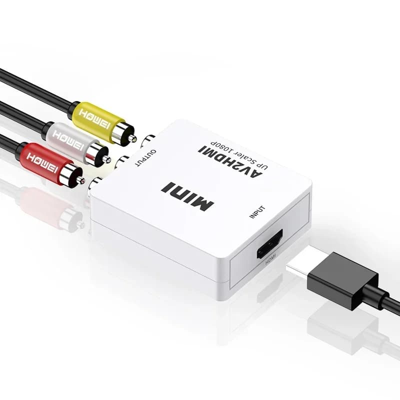 Adattatore Convertitore compatibile da RCA a HDMI Supporto PAL/NTSC, con cavo USB, convertitore compatibile HDMI, audio video composito 1080P