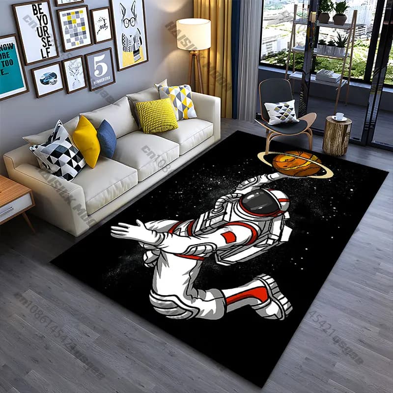 Tappeto a tema astronauta e pianeti, tappeto da yoga, decorazione per soggiorno, tappeto per gattonare per bambini, zerbino, tappeto decorativo, tappeto da gioco