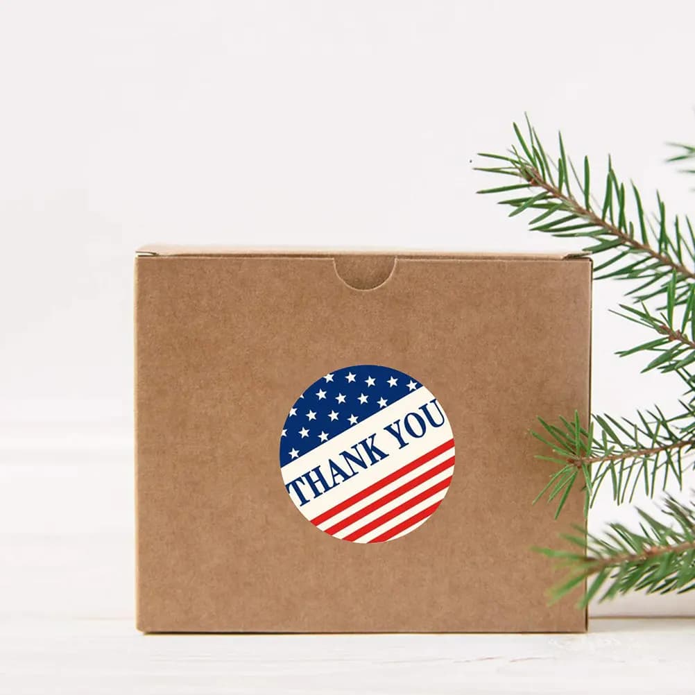 1000 Pezzi Adesivi Bandiera USA, Etichette Rotonde Patriottiche 'Grazie' per Sigillare Confezioni Regalo per il 4 Luglio, Giorno dell'Indipendenza