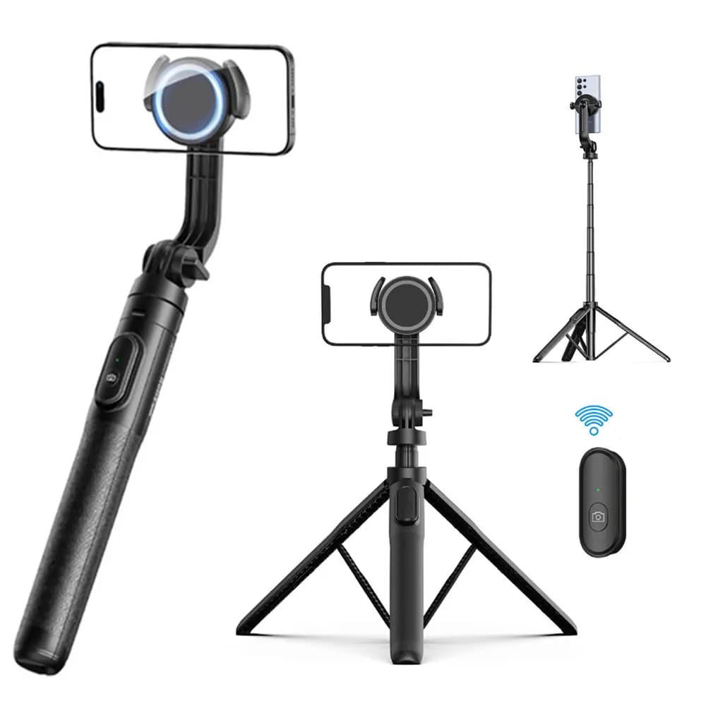 Treppiede Magnetico per Selfie con Telecomando Wireless, Supporto Estensibile 1,6M per iPhone 16 15 14 13 12 11 Serie Android