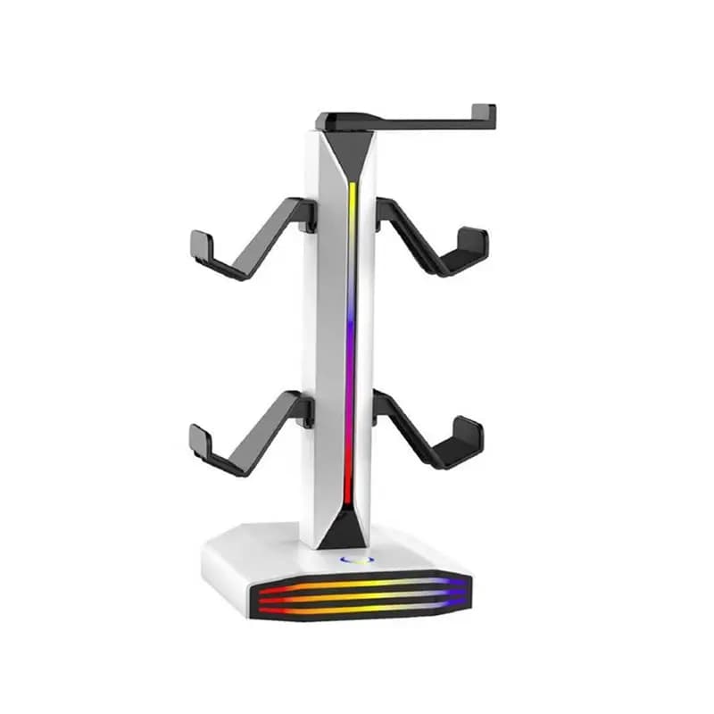 Supporto per auricolari RGB B47C per PC, supporto per cuffie da gaming da scrivania e supporto per controller per console PC, configurazione per gamer A