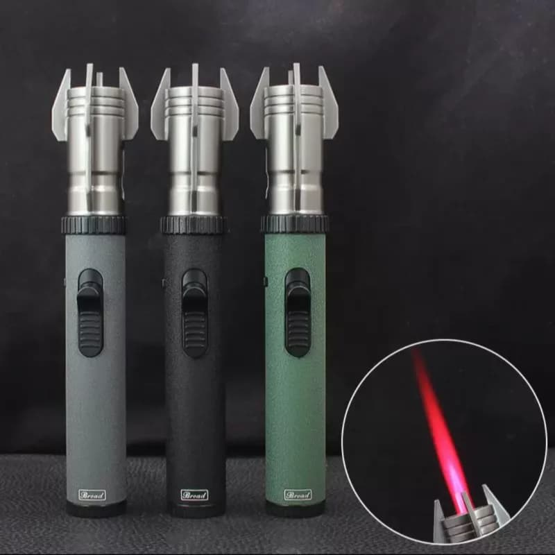 Nuovo accendino gonfiabile ad alta potenza di fuoco in metallo per esterni 360 ° Torcia a turbina antivento Pistola a spruzzo per barbecue Saldatura accendisigari