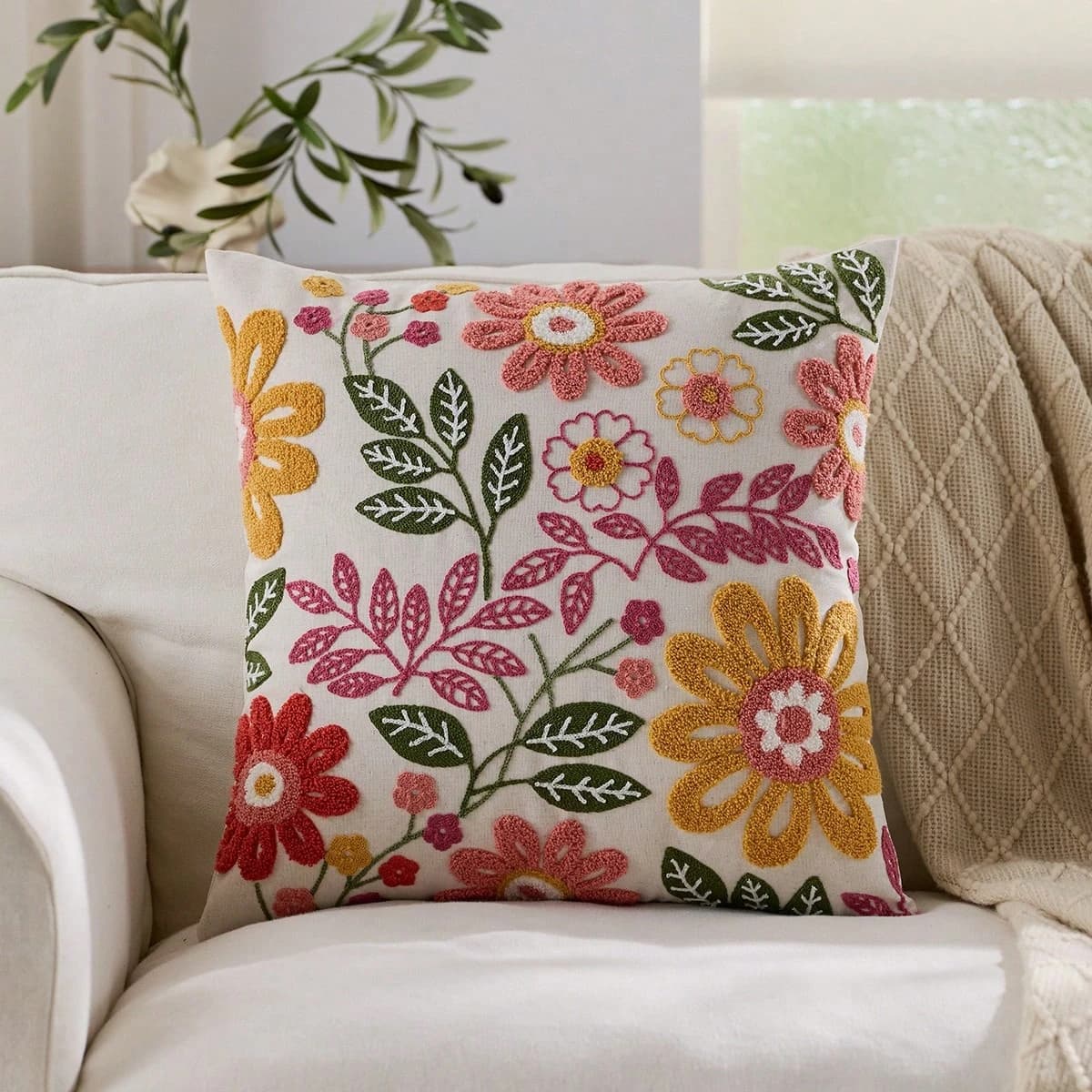 1 fodera per cuscino floreale non ricamata, stampa 2D su entrambi i lati, morbida fodera per cuscino in poliestere per la decorazione di casa, divano, camera da letto, auto
