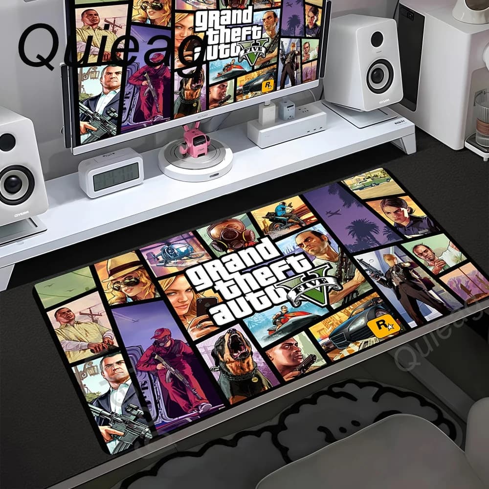XXL Size Desk Mat Grand Theft Auto Gaming Mouse Pad Non-Slip Rubber Base Durable Cloth Surface Mousepad for Desktop Laptop