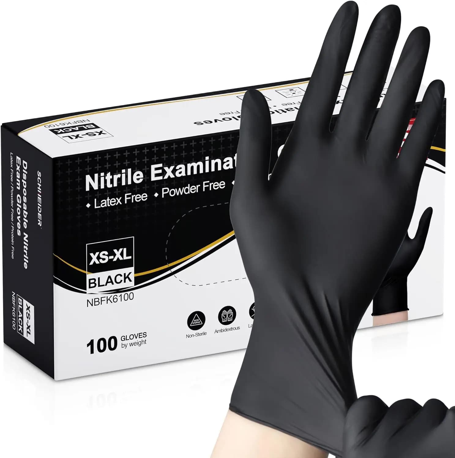 Guanti in Nitrile per Esami, Senza Lattice e Senza Polvere, Monouso per Uso Medico, Cucina, Pulizie
