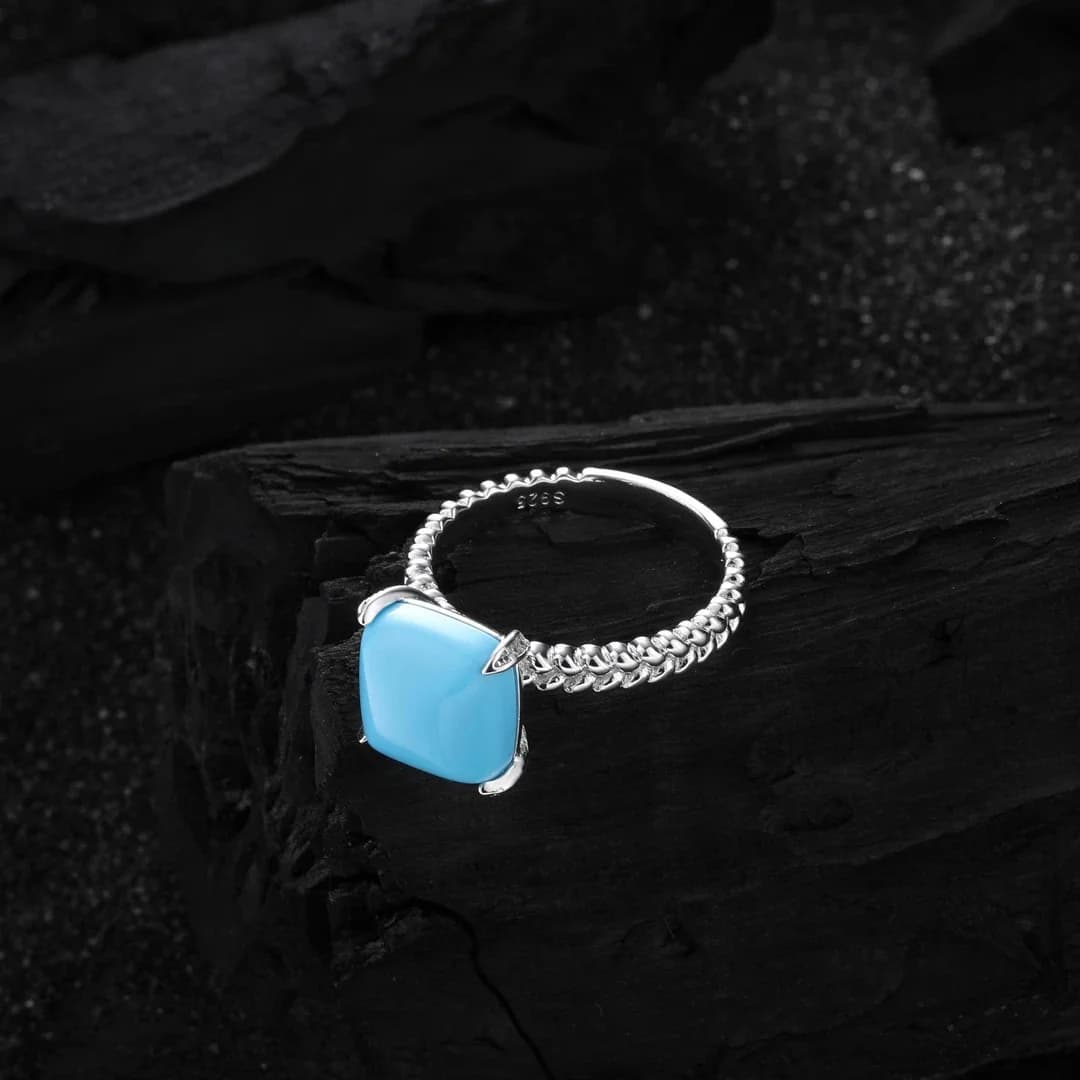 Anello da donna tempestato di diamanti in pino blu crema, apertura regolabile, sensazione di fascia alta di nicchia, lusso leggero, versatile, nuovi gioielli 2025