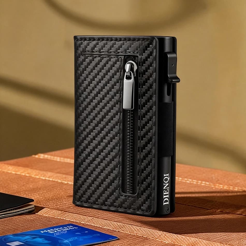Portafoglio Magnetico con Fermasoldi, Design Anti-RFID Magsafe con Scomparti Pop-Up per Carte, Porta Carte di Credito e Bancomat, Portafogli di Design per Uomo