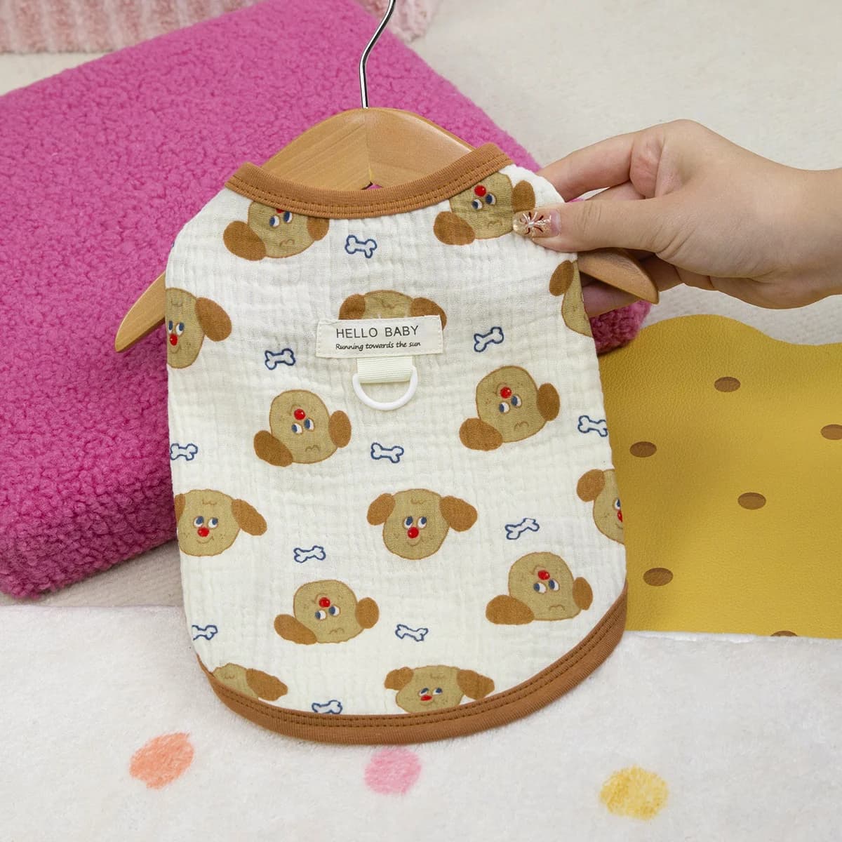 Abbigliamento per Animali Domestici in Stile Giapponese, Vestiti Estivi per Cani con Stampa Cartoon, Gilet Traspirante per Teddy, Maglietta Senza Maniche con Stampa Orso per Cuccioli