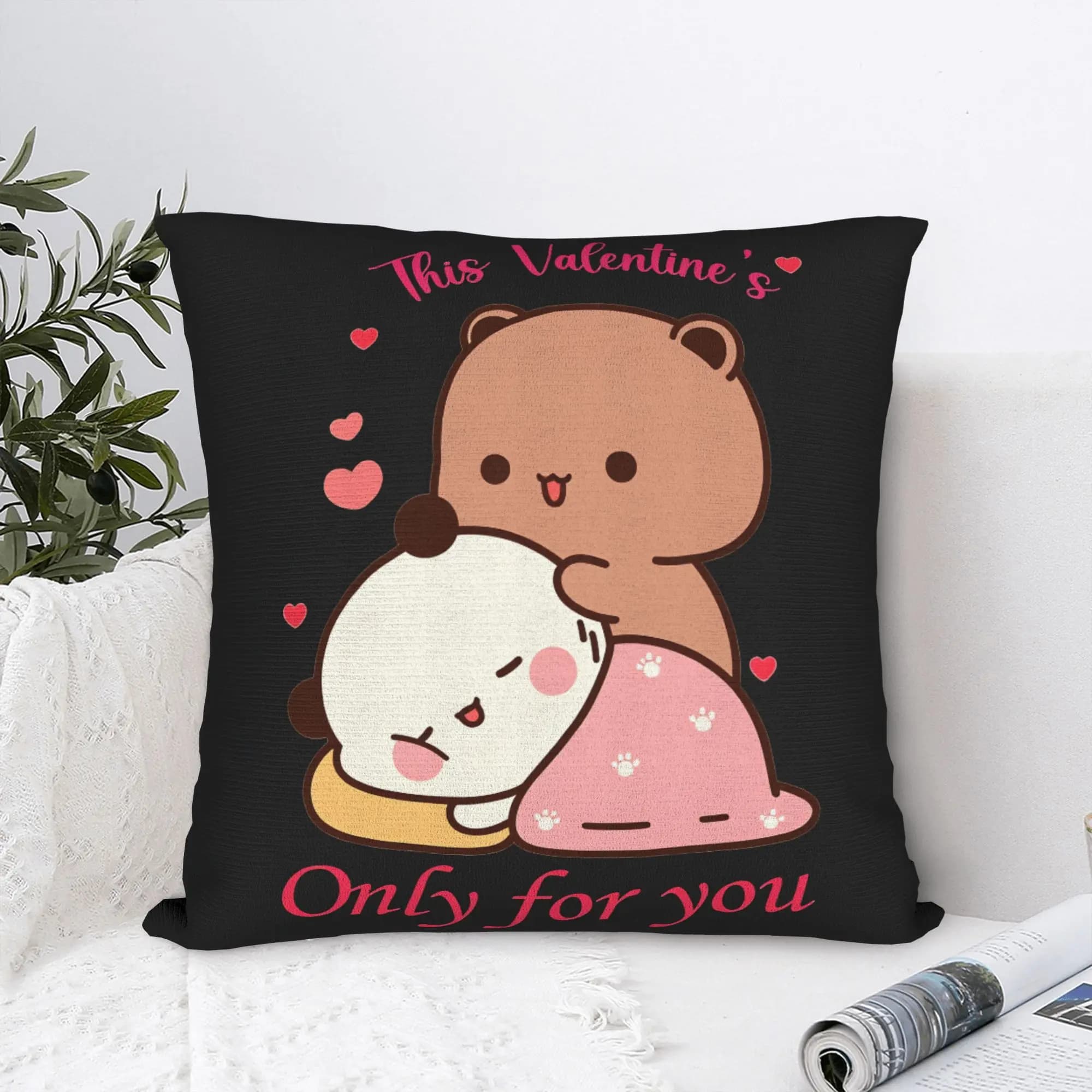 Pillow Cover Bubu Dudu Couple Pandas Cartoon Vintage Pillow Case For Living Room Sofa Pillowcases