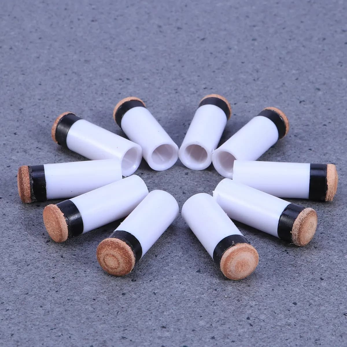 Set da 10 Pezzi: Puntali e Ferrule per Stecca da Biliardo Americano, Ricambi a Pressione per Protezione Terminale, Bianco e Marrone