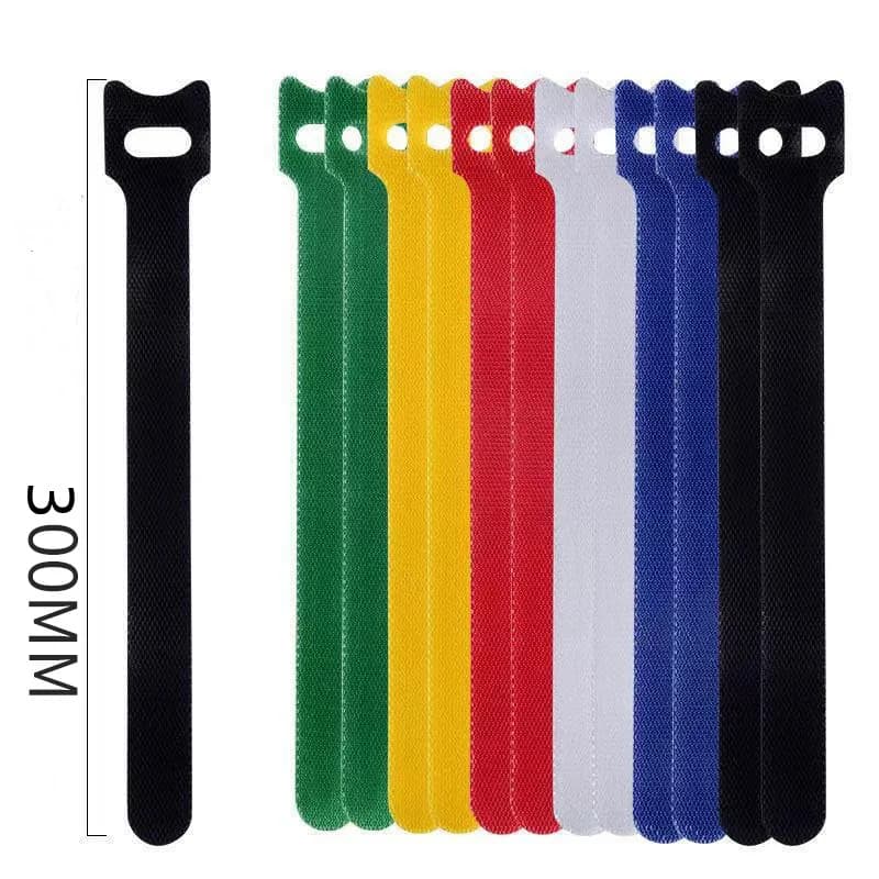 100 pezzi riutilizzabili tipo T cintura vincolante organizzatore cinghie in nylon 12x300mm gancio e anello adesivo gestione cavo avvolgicavo
