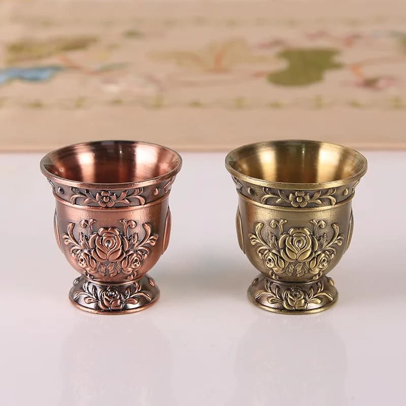 4pcs Bronze Kung Fu Tea Set Teacup Chinese Metal Carved Wine Sets Dragon Phoenix Tea Sets Business Gifts