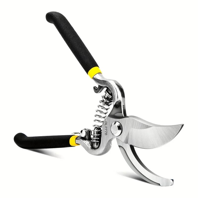 Deli Heavy Duty Steel Curved Blade Pruners, Garden Pruning Shears, 8" Gardening Hand Pruners Cutter Bush, Shrub & Hedge Clippers