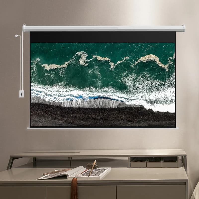 Schermo per Proiettore Motorizzato 100 120 133 150 Pollici 16:9 4:3 1:1, Schermo Elettrico da Parete per Home Cinema, Personalizzazione delle Dimensioni
