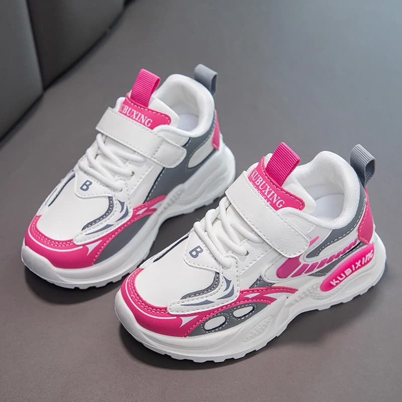 A pair of children fashion athletic shoes, adjustable velcro strap, wear-resistant flexible sole campus training sneakersTL-9959