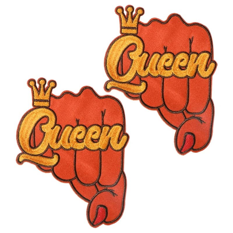 2 toppe per badge termoadesive ricamate con corona a pugno rosso per abbigliamento, cappelli, scarpe, borse - Accessori per cucire fai da te, abbigliamento