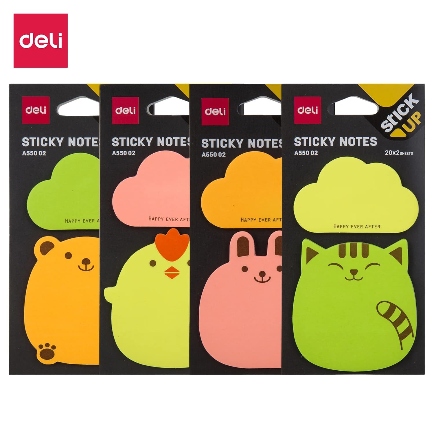 Deli Sticky Notes Cartoon Simpatici animali colorati Blocco note Adesivo creativo Cancelleria scolastica Regalo Segnalibro Consegna casuale