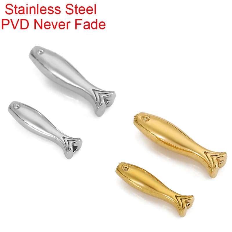 5 pz/lotto PVD Non Sbiadisce Mai Collana In Acciaio Inox Perline Bulk Animale Pesce Perline Del Distanziatore per Il Braccialetto Fai Da Te Risultati Creazione di Gioielli