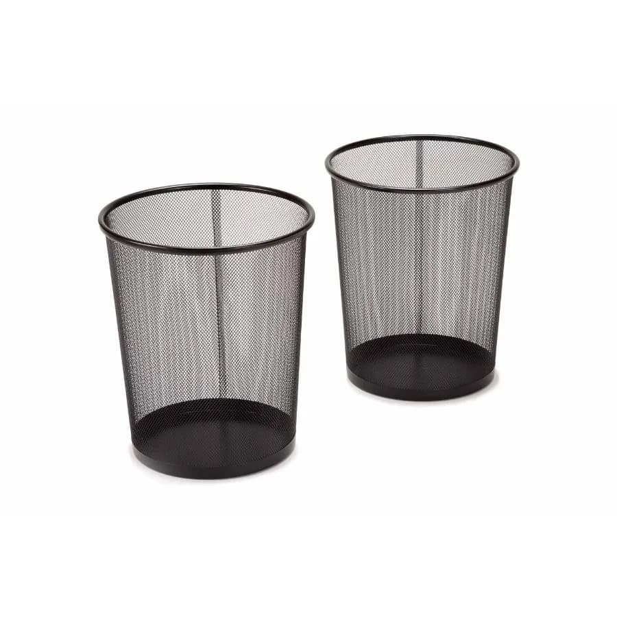 2-pack Mesh Wastebasket Recycling Bin, 6 gal, 12" diameter top x 14" H, Black