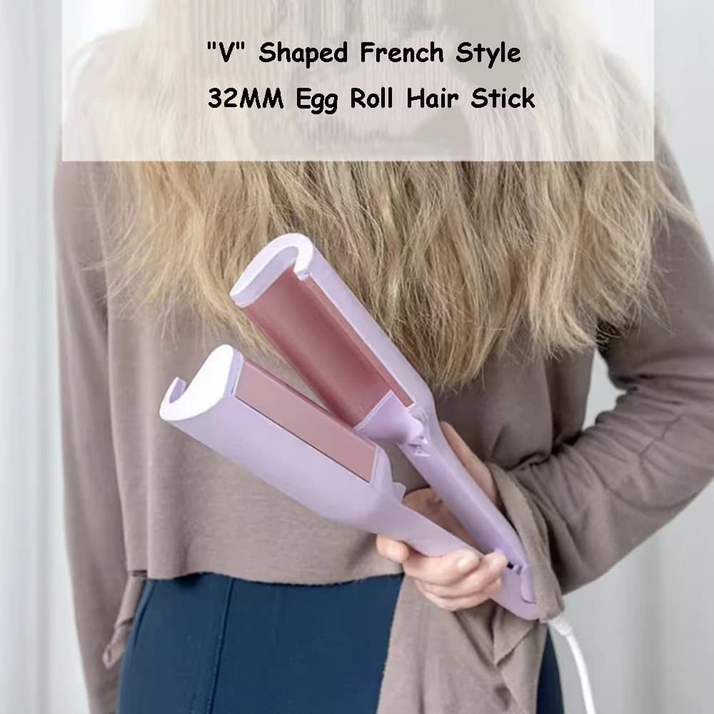 32 mm U-shaped electric curling iron, for deep French waves, water effect, for women.