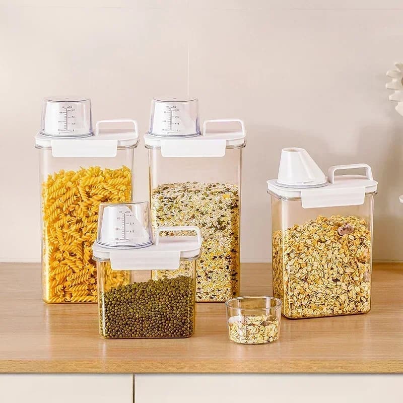 Contenitore Ermetico per Detersivo da 1100/1800/2300Ml, Scatola Trasparente per Conservazione Polvere e Liquido con Coperchio