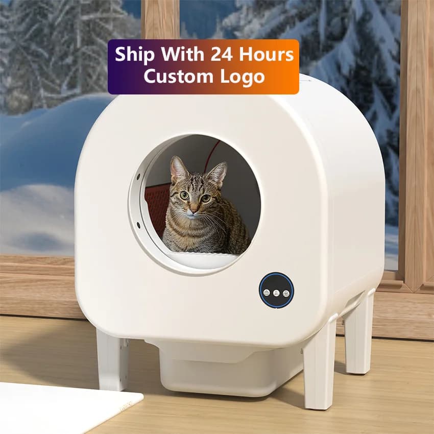 Toilette per gatti intelligente da 68 litri, grande spazio, facile da pulire, piccola impronta, doppia pulizia automatica, lettiera automatica per gatti