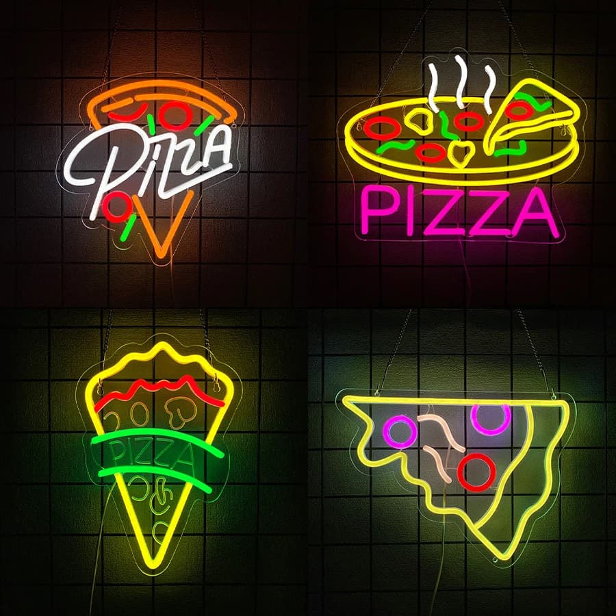 Insegna al neon serie Pizza per decorazione da parete, insegna luminosa per negozio, ristorante, cucina, man cave, festa di compleanno, regalo per gli amanti della pizza