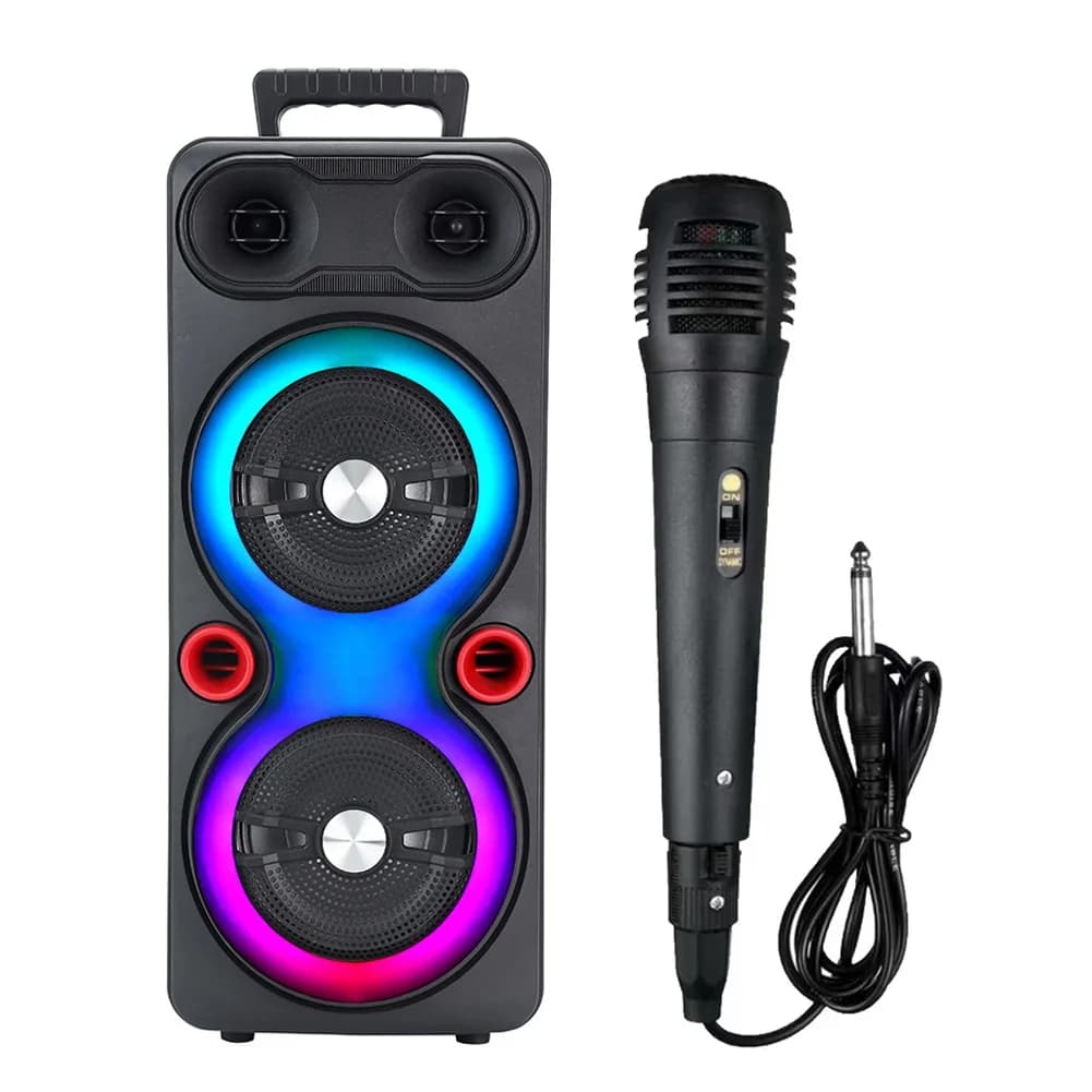 Altoparlanti Subwoofer Doppi Compatibili con Bluetooth 5.0, Subwoofer Stereo da 6,5 Pollici, Altoparlante Portatile da Esterno con LED, AUX, Macchina per Karaoke