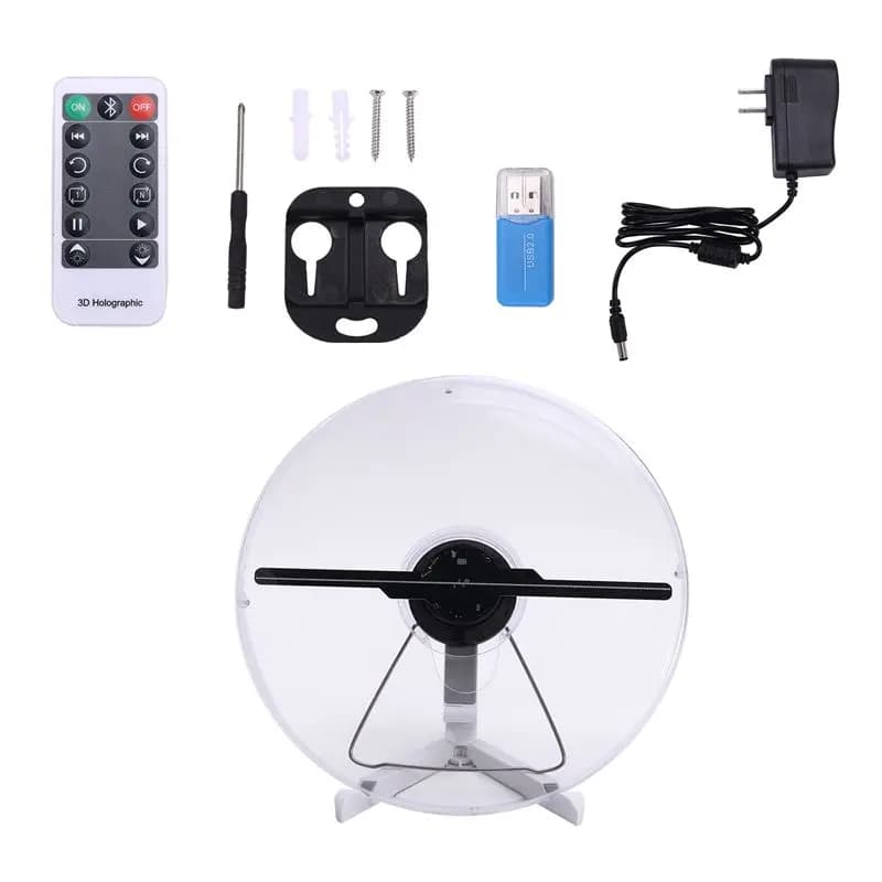 A92Z Ventola Olografica 3D con Schermo Rotante, Display Virtuale Stereoscopico, Proiettore LED con Wifi per Esterni, Spina USA