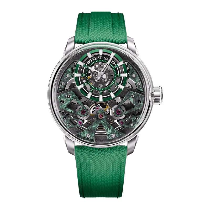 BONEST GATTI Orologio automatico da uomo 44mm Orologio da polso meccanico di moda Scheletro in fibra di carbonio Quadrante luminoso Specchio zaffiro